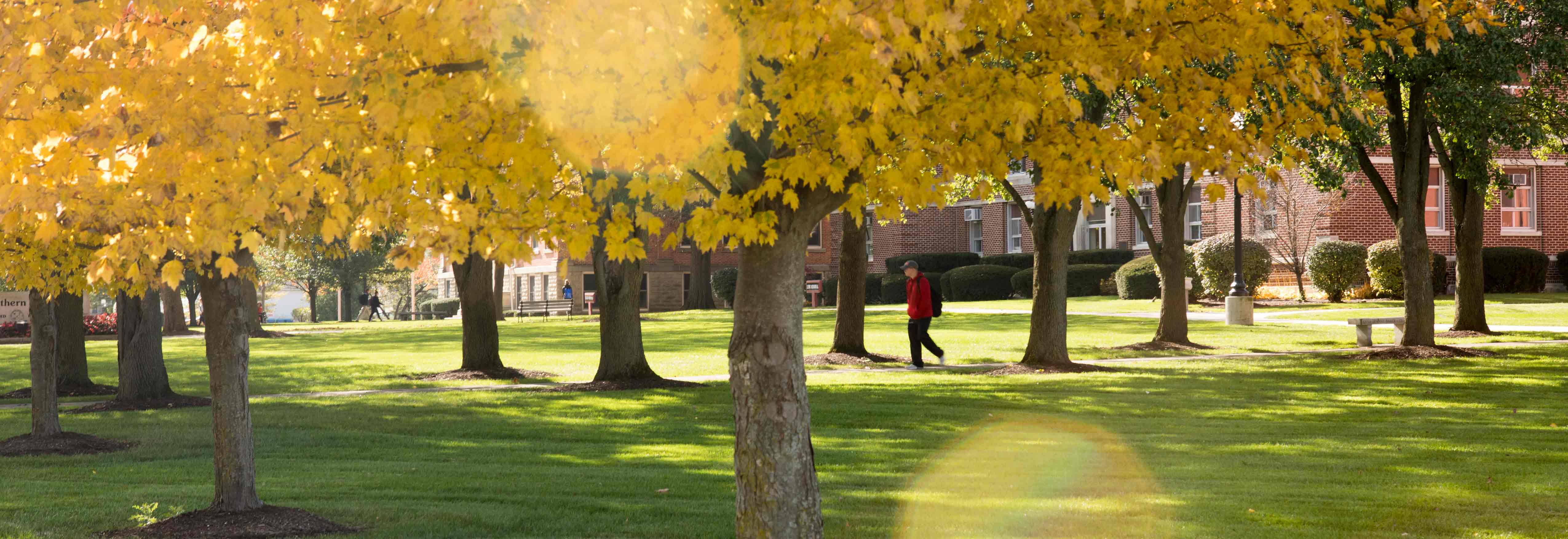 Student walks across the campus of «Ӱҵ.